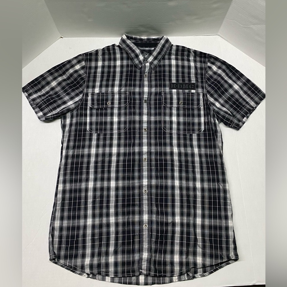 Harley Davidson Shirt Mens Extra Large Black Plaid Motorcycle Biker